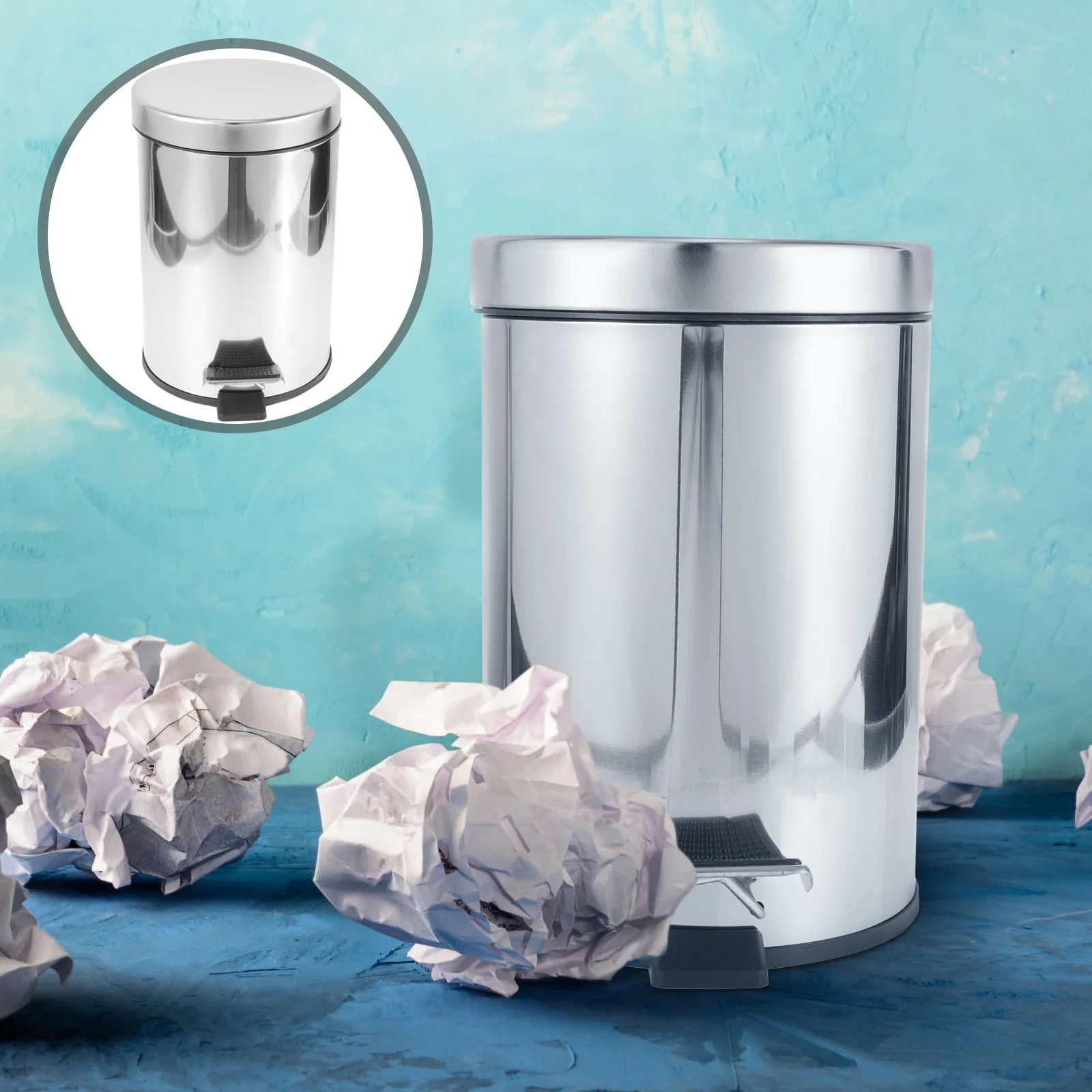 

Zerodeko Trashcan Garbage Cans Stainless Steel Step Trash Can Lid Metal Wastebasket