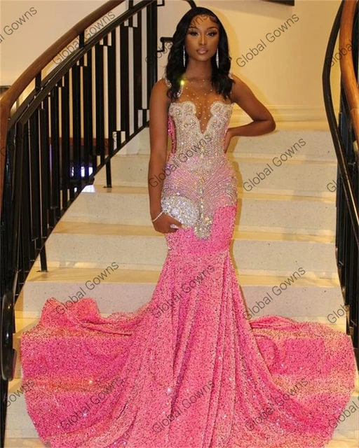 senior prom hot pink prom dress Hot Pink Prom Dress with Pockets, Evening Dress, Formal Dresses, Graduation  School Party Dance Dress
