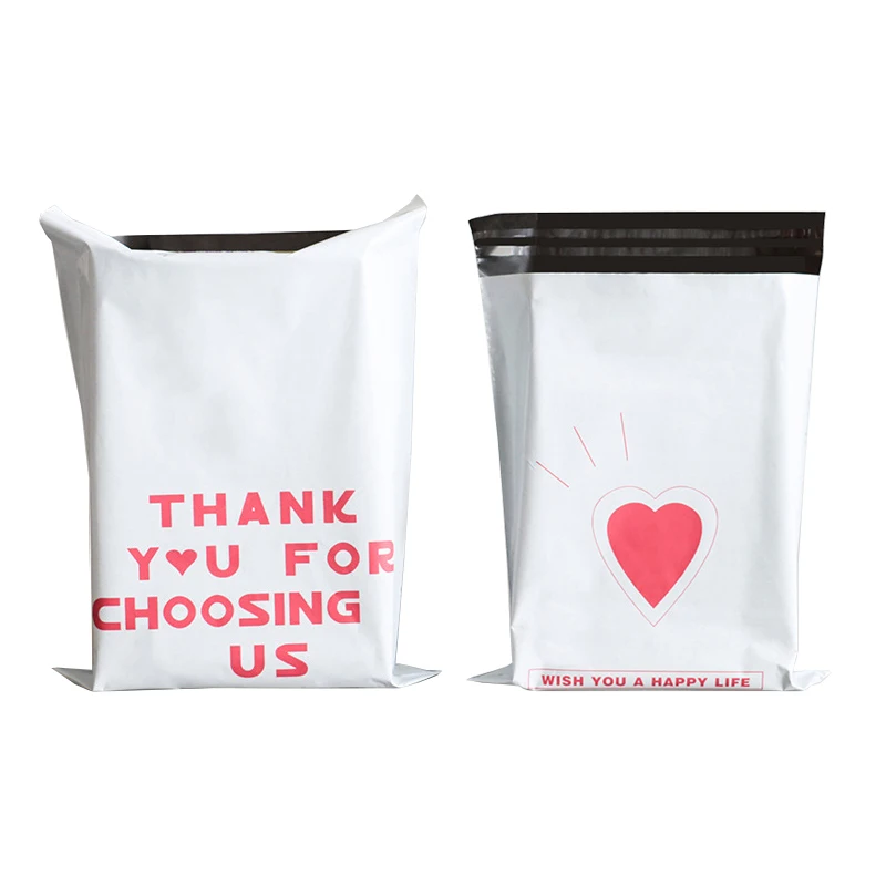 50Pcs Pink Heart Courier Bags THANK YOU FOR CHOOSING US Shipping Mailing Bag Poly Express Packaging Envelope Clothing Gift Pouch