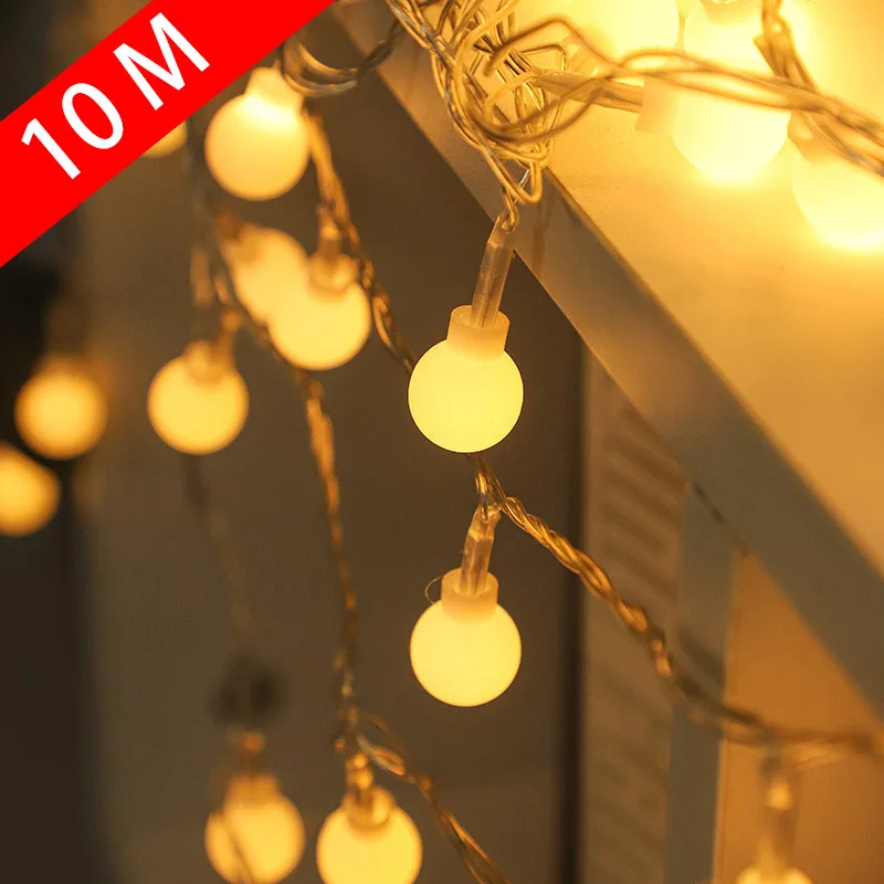 

Ball LED String Lights 10M Outdoor Ball Chain Lights Garland Lights Home Party Wedding Bulb Fairy Lights Garden Christmas Decor