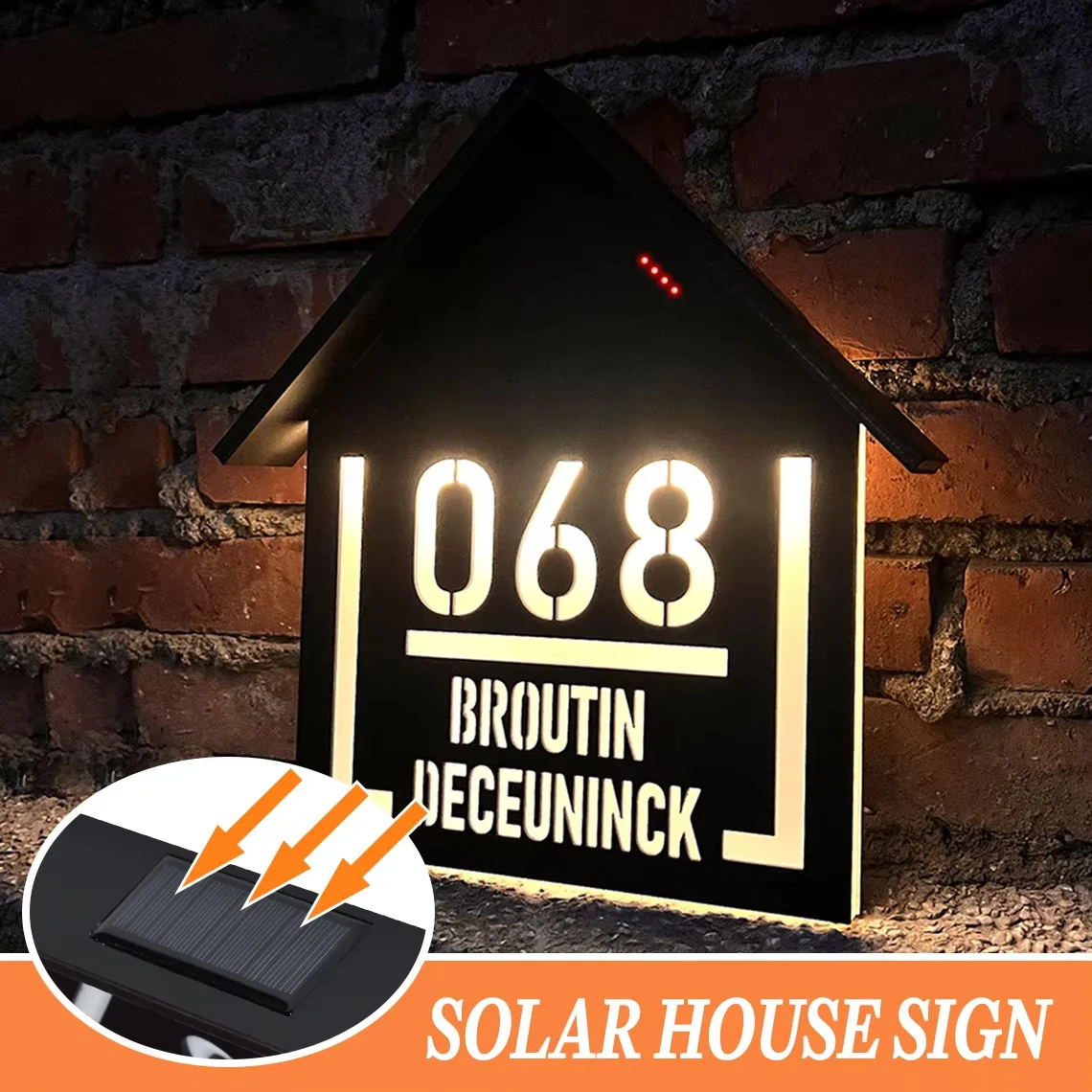 House Number Signs Customized LED Solar House Number Outdoor Home Address Sign 3D Cut Acrylic Solar Plate Door Sign Exterior House Number led
