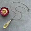 Citrine Pendulum Perfume Bottle Necklace, Essential Oil Bottle Diffuser Pointed Crystal Necklace Hexagon Prism Vials 4