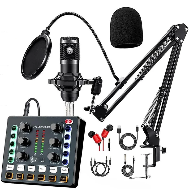 

BM-800 Recording Studio Package with Voice Changer,Live Sound Card - Audio Interface for Live Streaming YouTube TikTok