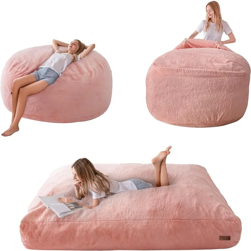 

Giant Bean Bag Chair Bed for Adults, Convertible Beanbag Folds From Lazy Chair To Floor Mattress Bed, Large Floor Sofa Couch