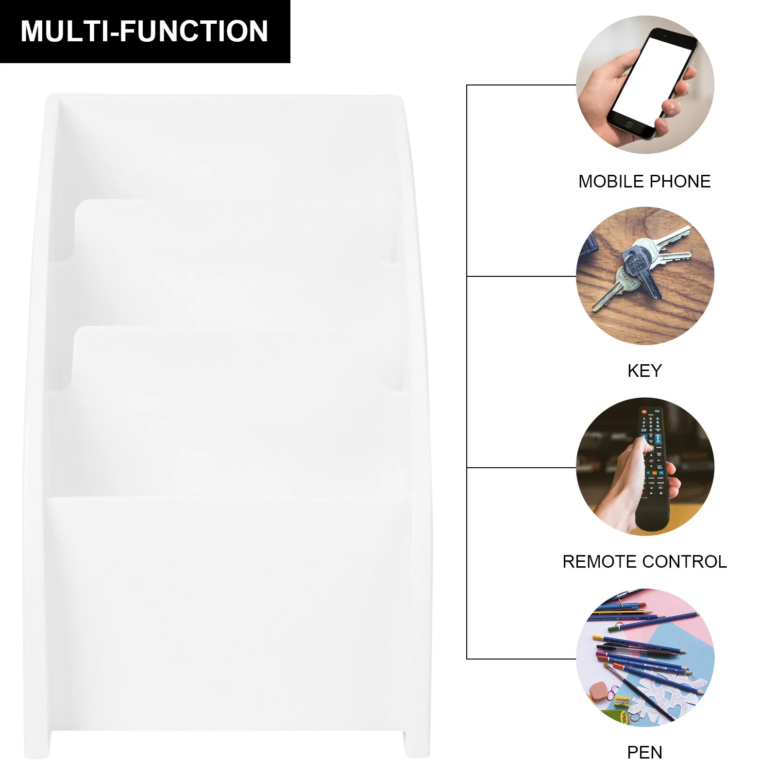 데스크탑 수납함 화이트 다용도 수납 정리함 (리모컨, 휴대폰, 펜, 문구류, 가정, 사무실, 거실 잡화 정리)