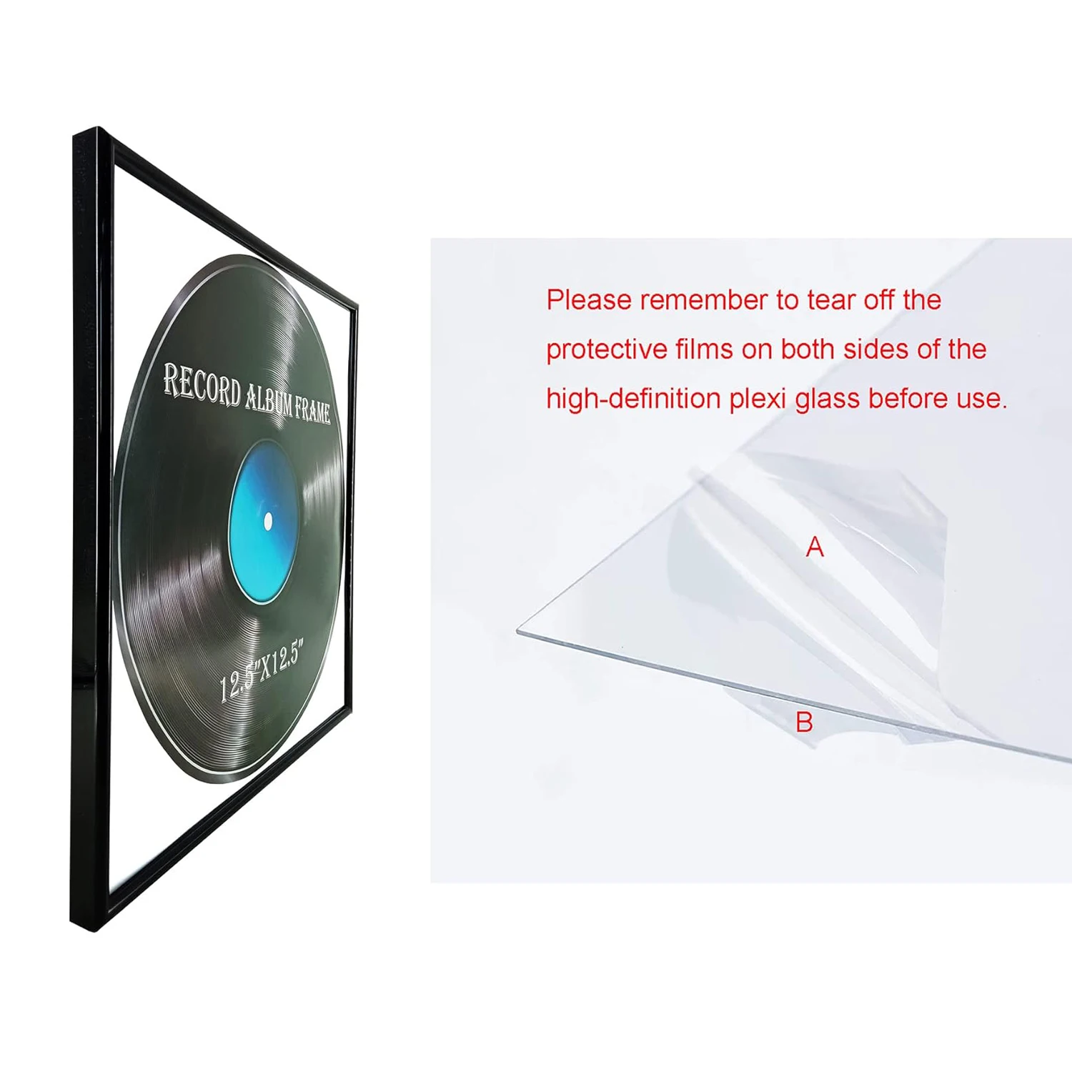Metal Photo Frames For LP Record Photo Frame For Wall Hanging 12.5x12.5 Inch High Glossy Frame For vinyl LP covers photo frame