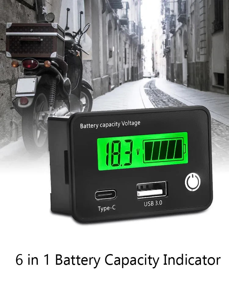 

DC8-30V Battery Capacity Indicator Waterproof Monitor Gauge Digital Voltmeter Testers for Lead Acid Lithi Batteries Level Tester
