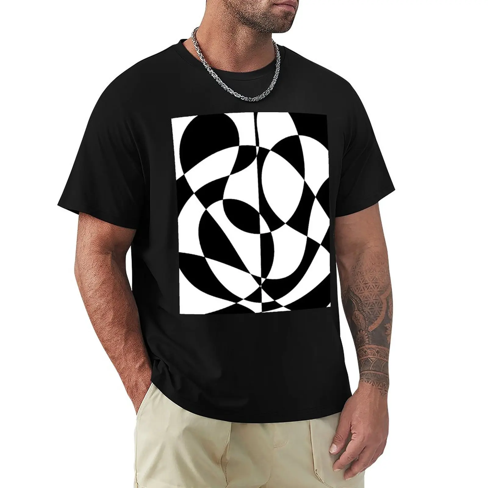 

1960's Black and White Abstract T-Shirt Short t-shirt hippie clothes heavyweight t shirts plain t shirts men