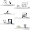 6 pieces wall hanging wall TV wall living room solid wood partition wall Honor wall display stand, white 1