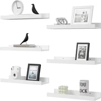 6 pieces wall hanging wall TV wall living room solid wood partition wall Honor wall display stand, white 1