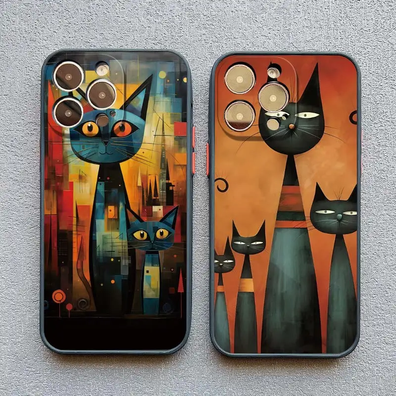 Niedliche Katzen-Handyhülle für iPhone 17 Pro Max 15 14 13 12 11 Pro MAX X XR XS 16 14 Plus 13 12 Mini Stoßfeste Schutzhülle Fundas