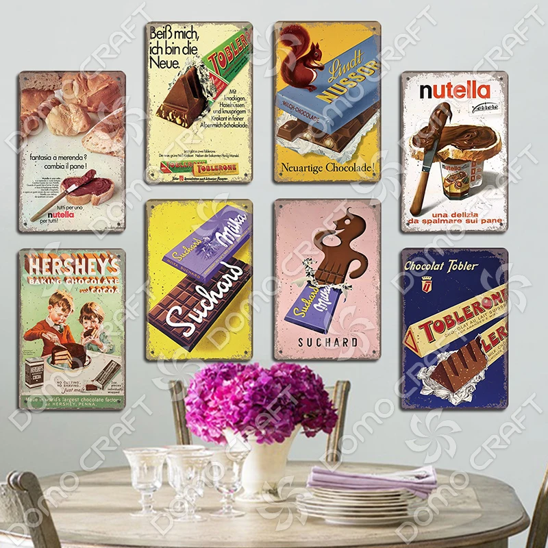 Panneau Métal Vintage Chocolat Menier - 30x20cm - Déco Rétro Pour Café, Bar Ou Maison