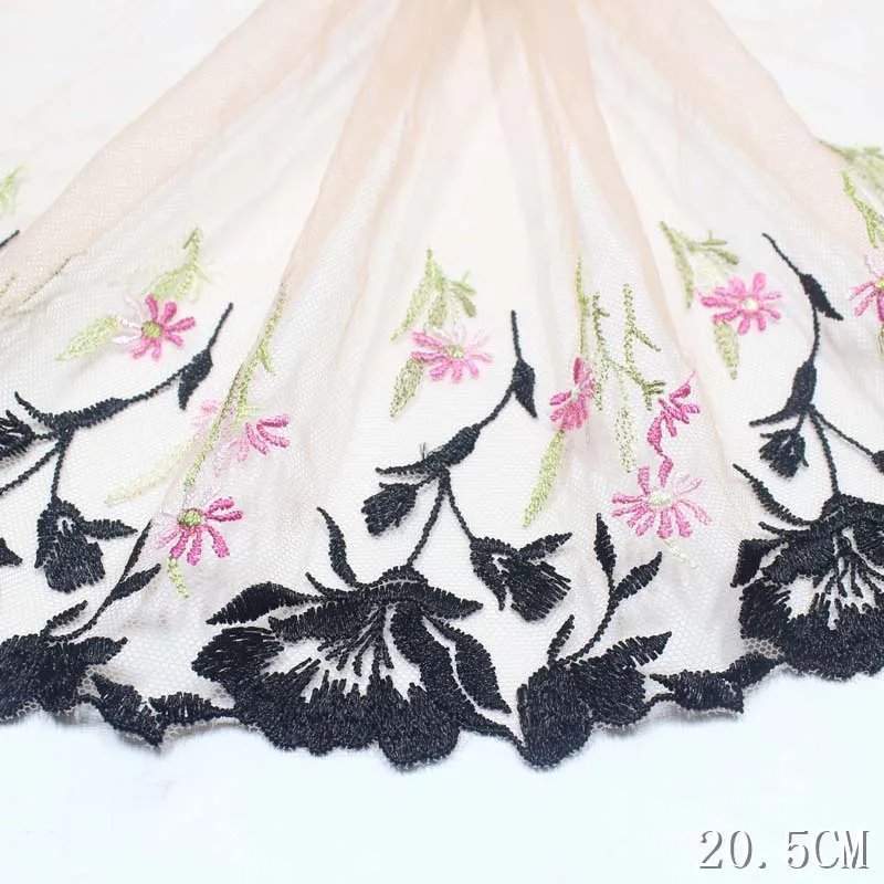 

31 ярд, сетчатая кружевная отделка для вышивки, аксессуары «сделай сам» для нижнего белья, цветная Цветочная вышитая сетчатая кружевная ткань для одежды, швейное ремесло