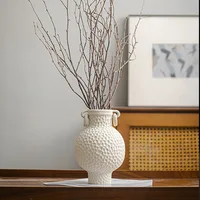 White, Double Eared, with Hanging Ring Decoration, Ceramic Vase, Desktop Flower Arrangement, Hydroponic Vase, Modern Decoration 2
