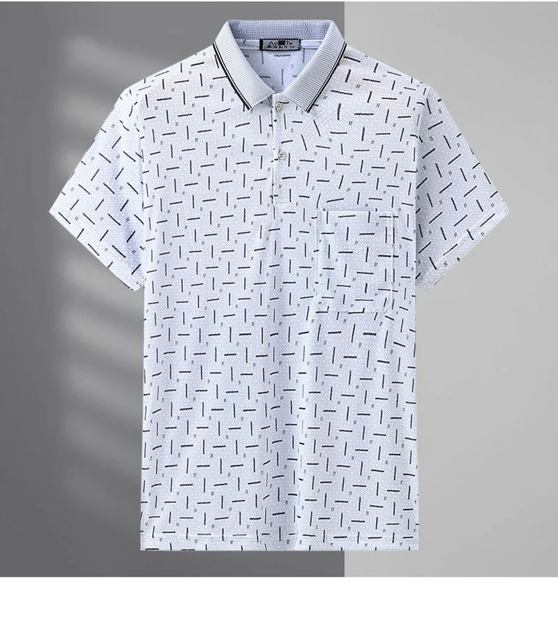 2023 New Men's T-shirt Short Sleeve Polo-Neck Commuter Summer Basic Fashion Casual All-match England Striped Pockets Pullovers 24 Se3d81387c96e4f80bf84ecaddc81f1e8T