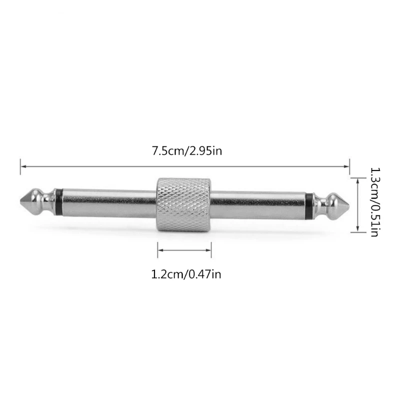 Triple Set Pedalboard Straight Connector Adapters - 1/4 Inch Male to Male Coupler Plugs