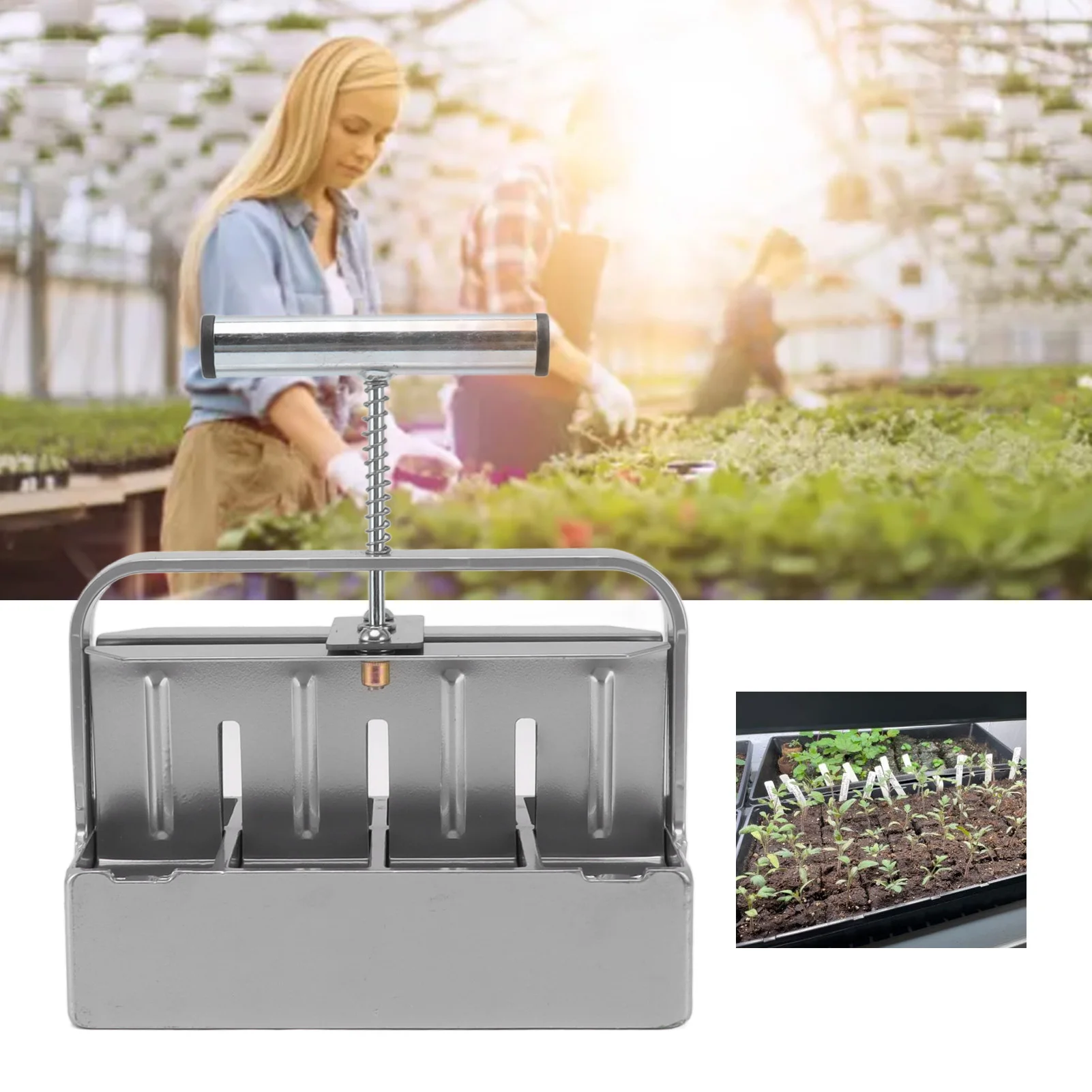 3/4inch Handheld Seedling Soil Blocker Soil Block Maker Stainless Steel Seedling Nursery Tool Durable Soils Blocking Sowing Tool