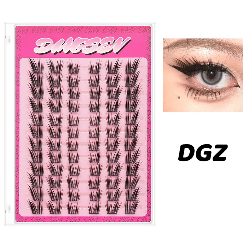 12 Reihen Katzenwimpern im Cluster-Stil, Großhandel, geflügelte, natürliche Anime-Wimpern, künstliche Wimpernverlängerung, Make-up, Einzelwimpern – Detail 7