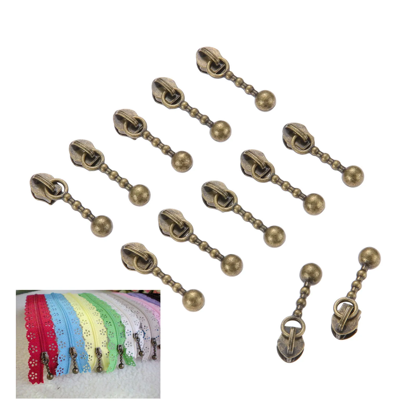 40Pcs Zipper Sliders Metal 3# Nylon Zippers Replace Pull Bags DIY Sewing Bags Jeans Shoes Clothing Tailor Craft Acessories zipper pullers zipper sliders zipper heads zipper accessories