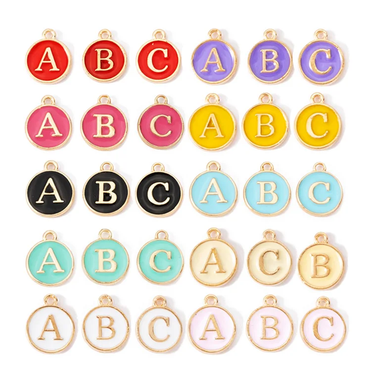 thumbnail image 1 of 10 Uds. Colgante del alfabeto inglés de 12mm, dijes esmaltados, letra inicial para fabricación de joyería hecha a mano, accesorios para pulseras y pendientes DIY, 1 of 5