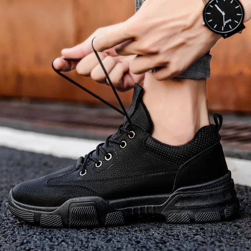 Men Vulcanized Shoes 2024 Fashion Casual Platform Sports Lace Up Oxford Outdoor Jogging Safety Flat Men Shoes Zapatillas Hombre