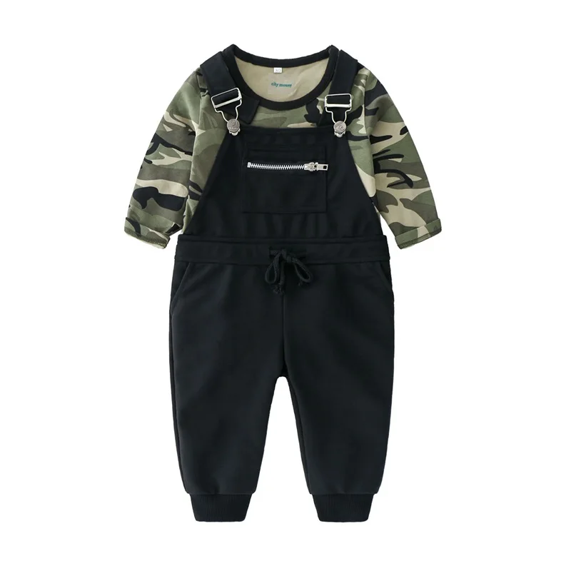 

Listenwind Toddler Boy Autumn Clothes Camouflage Pattern Long Sleeve Sweatshirt Suspender Pants 2Pcs Outfit For 1-5 Years