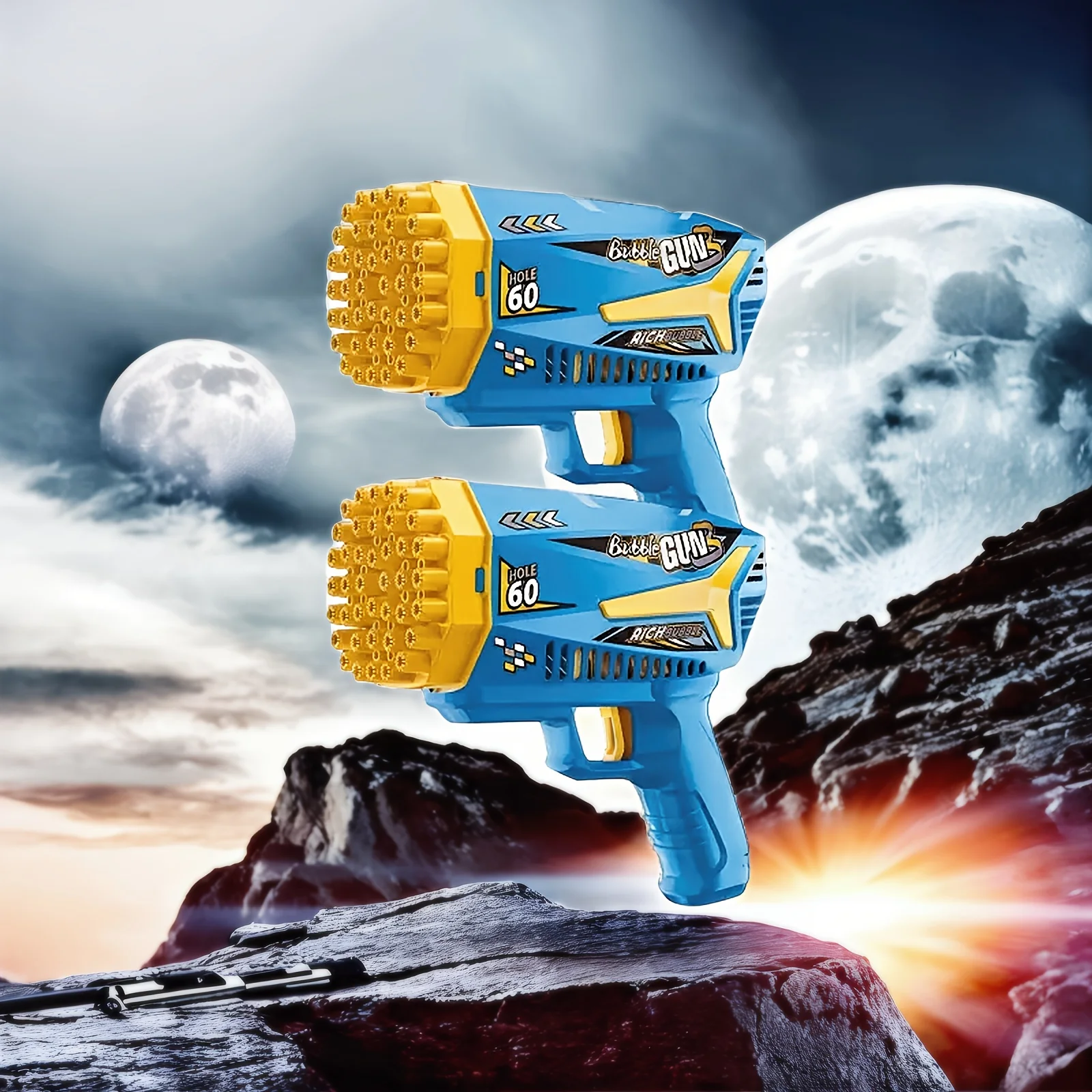 American Popular 60-Hole Double Gun Children's Bubble Machine Toy Water Gun, Summer Outdoor Toy Bubble Machine, Best Outdoor Gam 6