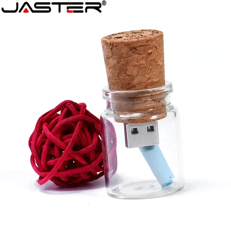 JASTER Message Bottle USB 2.0 Flash Drive, Glass Drift Bottle Wooden Cork Design, 64GB 32GB 16GB, Memory Stick Gift - Image 4