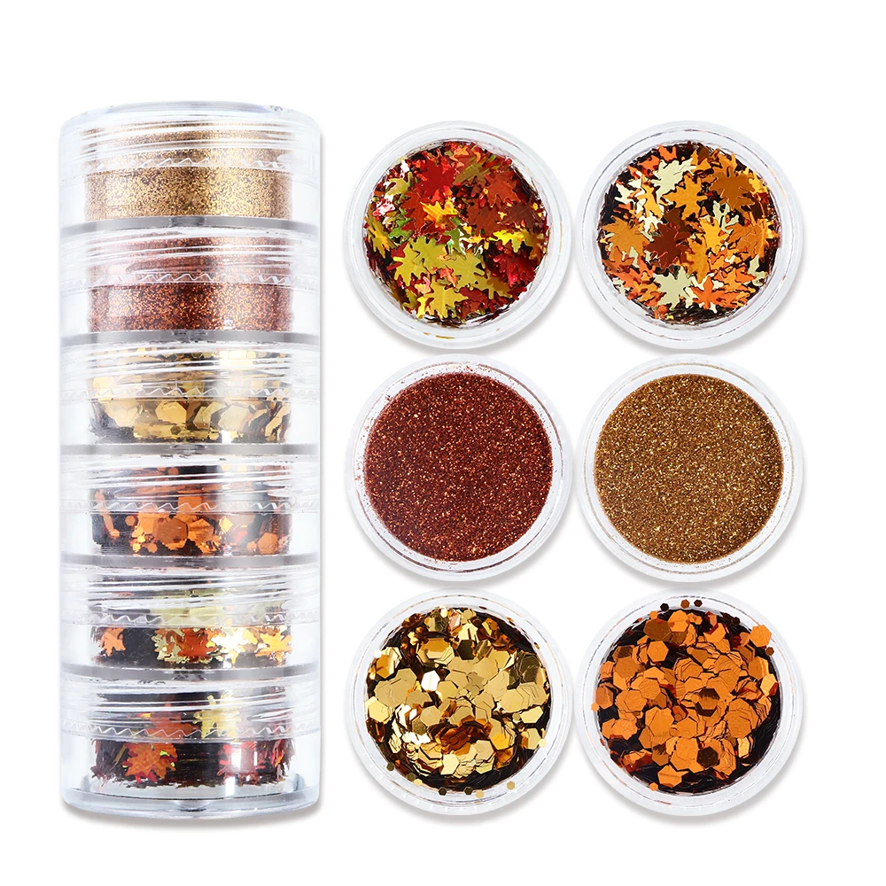 Golden Maple Leaf Nail Art Sequins