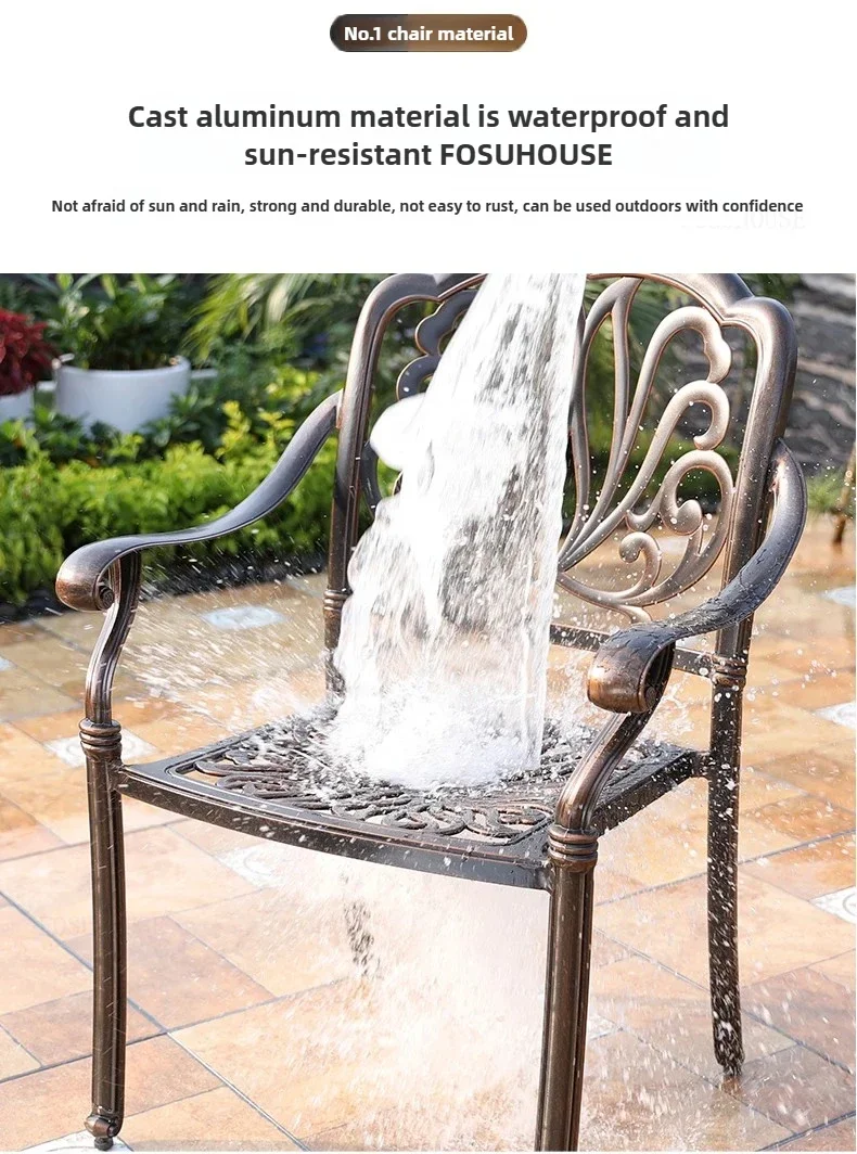 Waterproof Sunscreen Leisure Chairs Outdoor Metal Garden Furniture Sets for Patio European Retro Outdoor Furniture Fir Villa GY