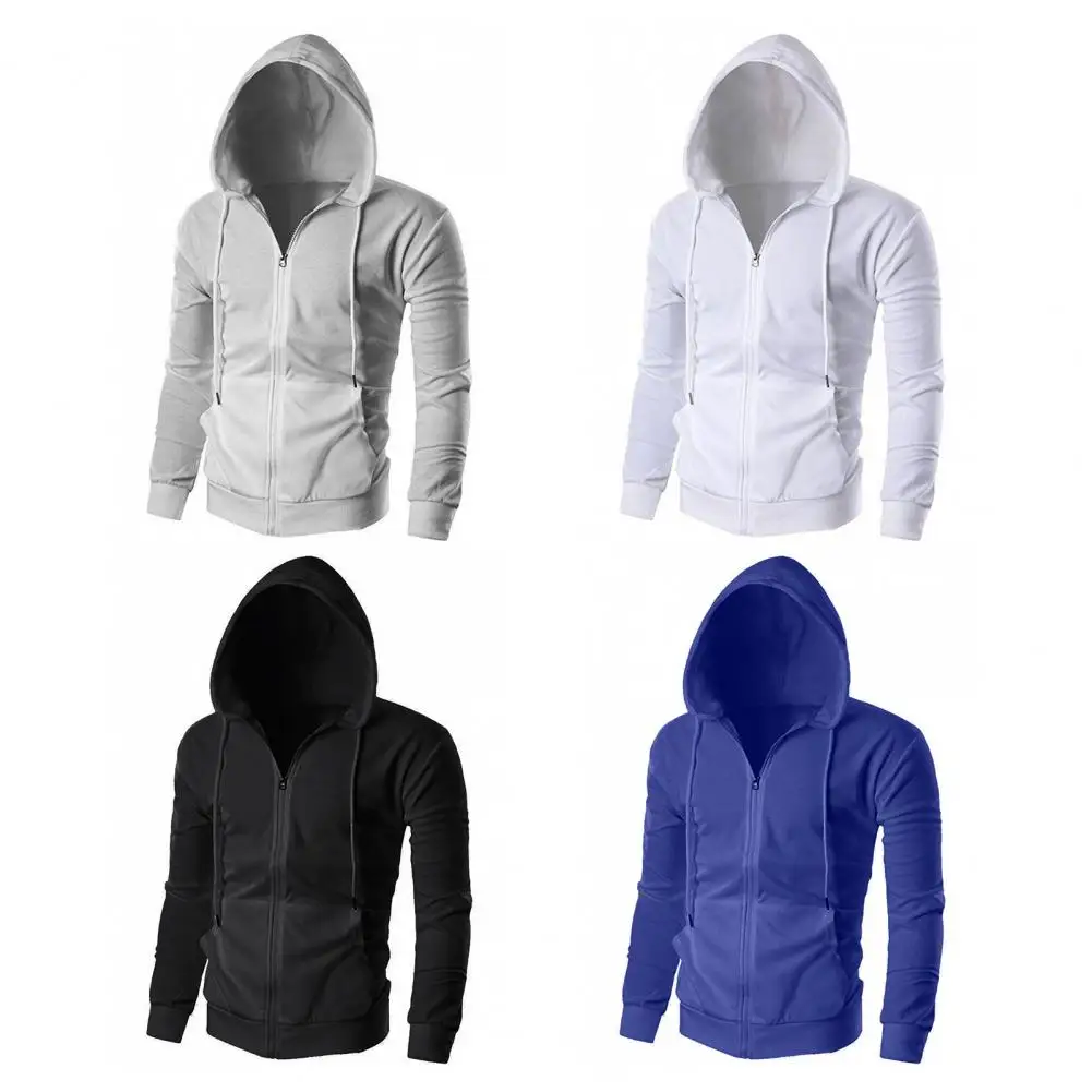 

Fashion Winter Hoodie Coat Men Solid Color Jacket Basic Zip Sweatshirt Outwear Sweat Hooded Warm Coats Loose Casual Male Jackets
