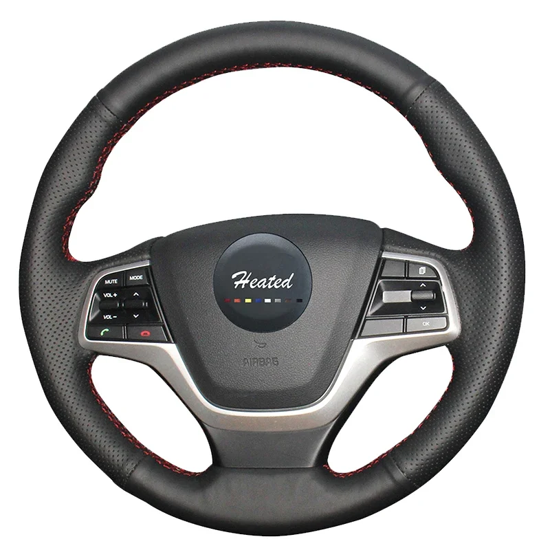 

Braid on The Steering Wheel Cover for Hyundai Elantra 4 Hyundai Solaris 2016 2017 Nappa Leather Car Steering Wheel Cover