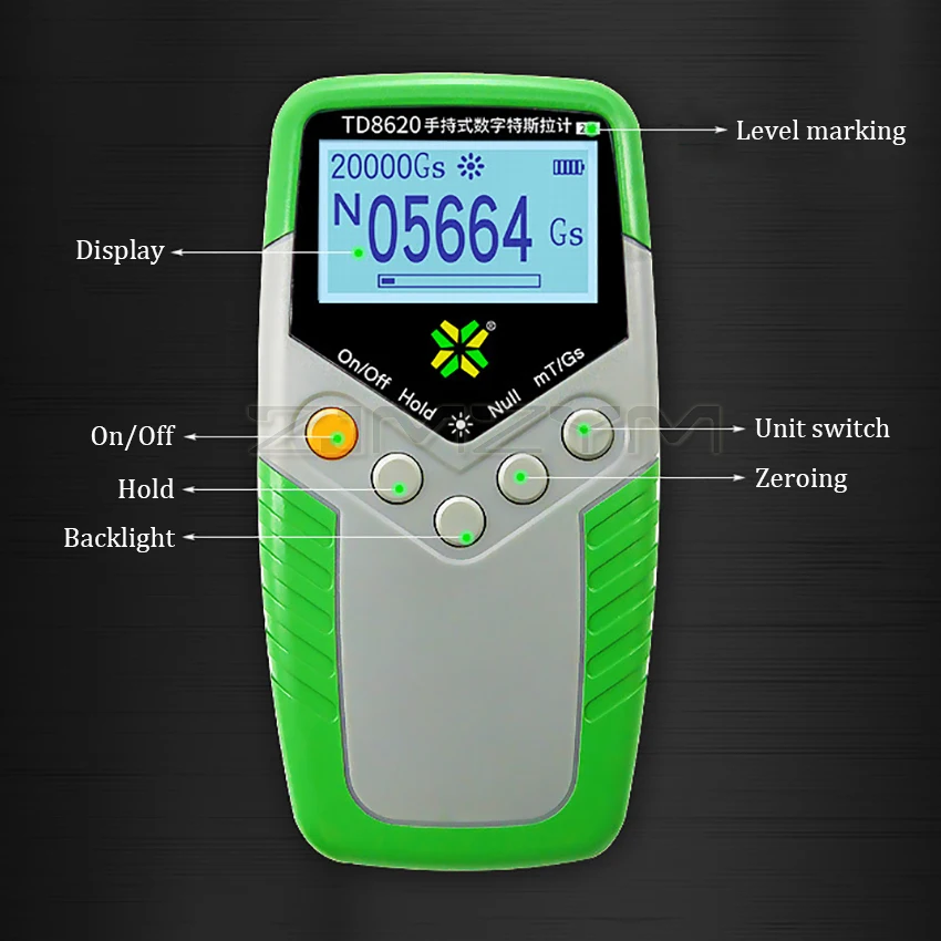 Permanent Magnet Gauss Meter Handheld Digital Tesla Meter Magnetic Flux Meter Surface Magnetic Field Test 5% Accuracy TD8620 2