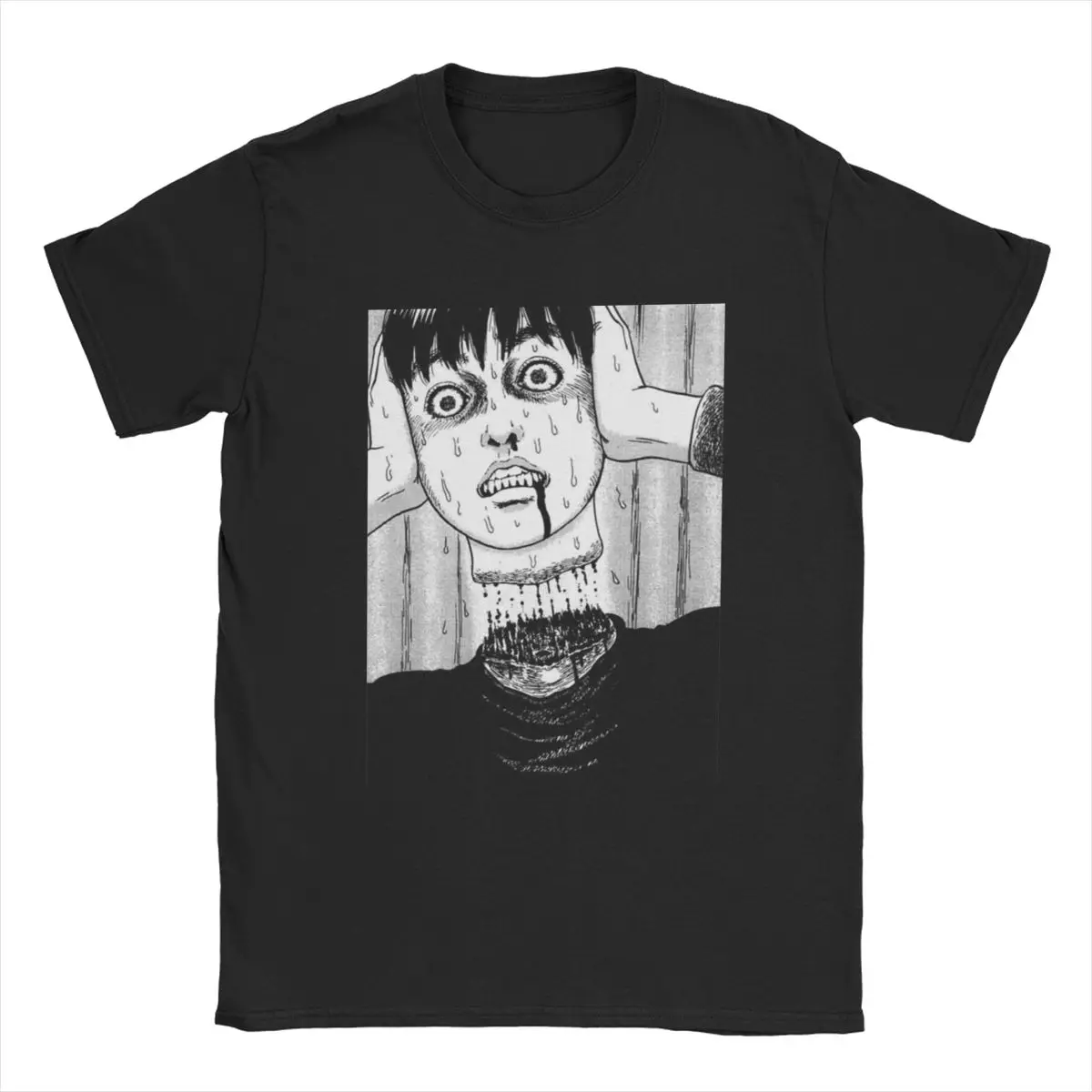 

Horror Halloween HoJunji Ito Red Turtleneck T Shirt for Men Cotton Cool T-Shirts O Neck Tees Short Sleeve Clothing Gift Idea