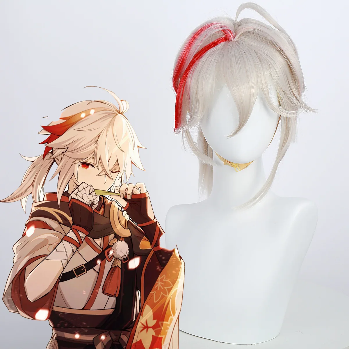 Spiel Genshin Impact Scarlet Leaves Pursue Wild Waves Kaedehara Kazuha Cosplay KOSTÜM Erwachsene Unisex Perücken Synthetische Perücke Requisiten Geschenk – Detail 2