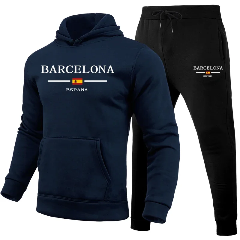 Men's Autumn Winter Hoodies Tracksuit Set Casual Sports Jogging