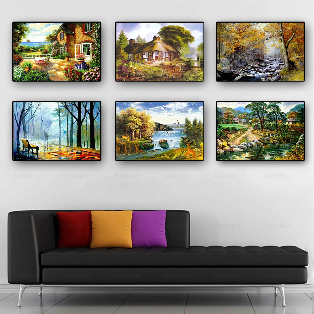 Landschaft Nordic Wohnkultur Leinwand Ölgemälde Land Stil Bild Feld für Drucken Kunst Poster AliExpress Wohnzimmer Abstrakte Wand - Drucken