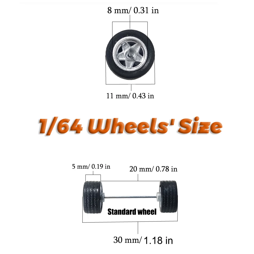 KicarMod 1/64 Wheels with Tires from TE37 Toy Wheels for Hobby Diecast Model Cars Hot Wheels Modified Parts 5 set/pack 2