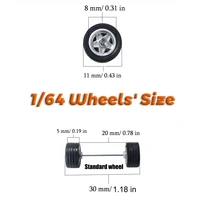 KicarMod 1/64 Wheels with Tires from TE37 Toy Wheels for Hobby Diecast Model Cars Hot Wheels Modified Parts 5 set/pack 2