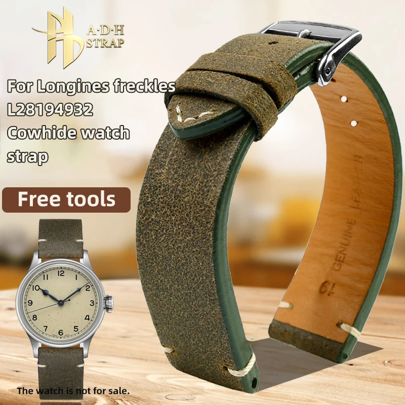

Men's Vintage Leather Watch with Accessories For Longines Little Freckles Watch Strap L28194932 Band 19mm Soft Waterproof