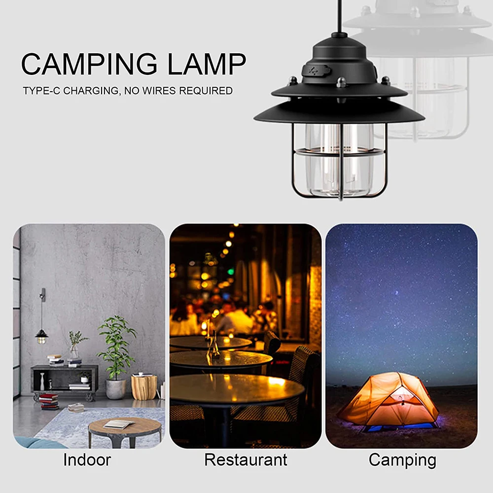 LED Camping Lantern, Rechargeable Hanging Outdoor Lights With Clip Hook,  For Camping, Hiking, Fishing, Emergency Lighting