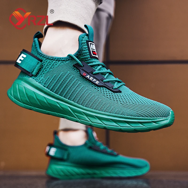 YRZL Mens Sneakers Breathable Mesh Casual Lace-Up Men Shoes Comfortable Lightweight Sports Shoes High Quality Men Running Shoes