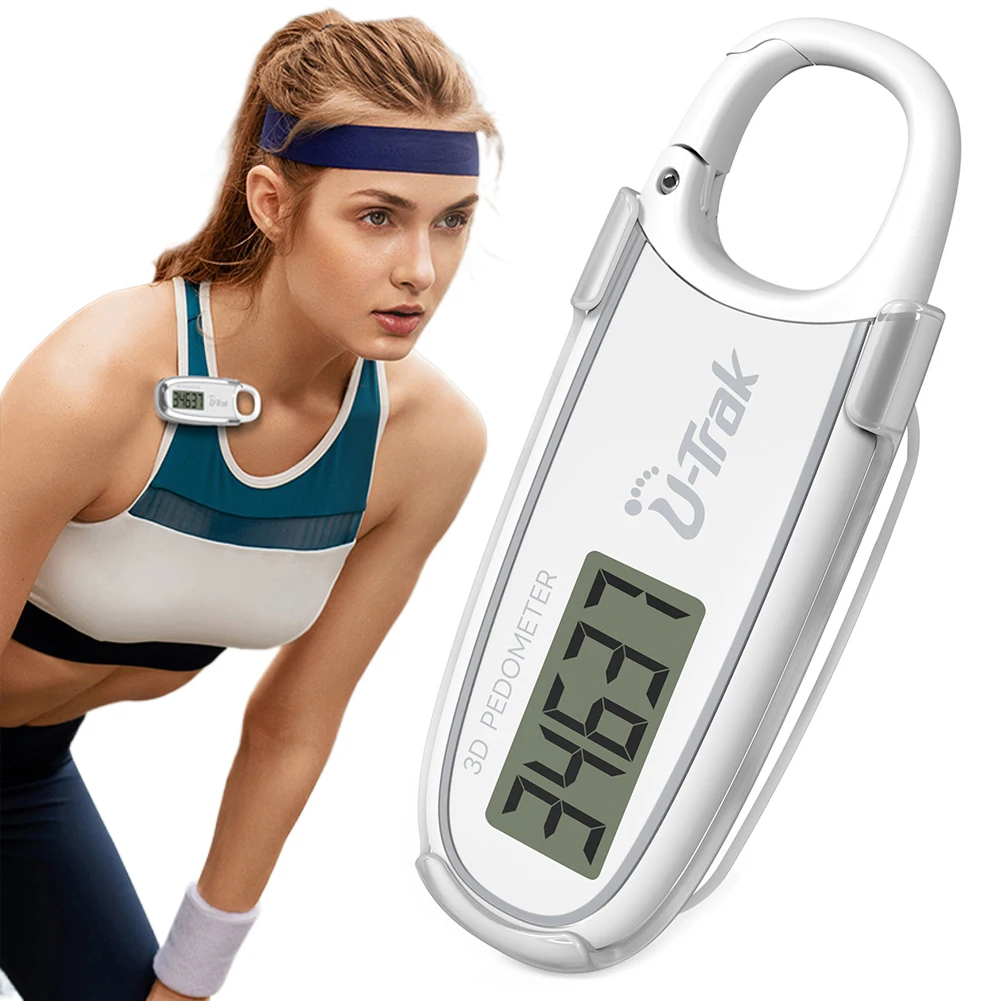 Walking 3D Pedometer Step Counter Large Screen Electronic Pedometer LCD Display with Carabiner for Adults Kids Seniors Dog