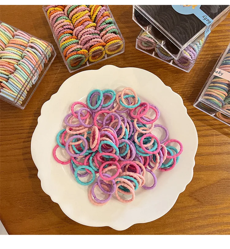 300 Teile/beutel kinder Gummiband Mädchen Krawatte Haar Ohne Verletzen Haar Gute Elastizität Langlebig Stirnband Infant Nette Baby Daumen – Detail 6
