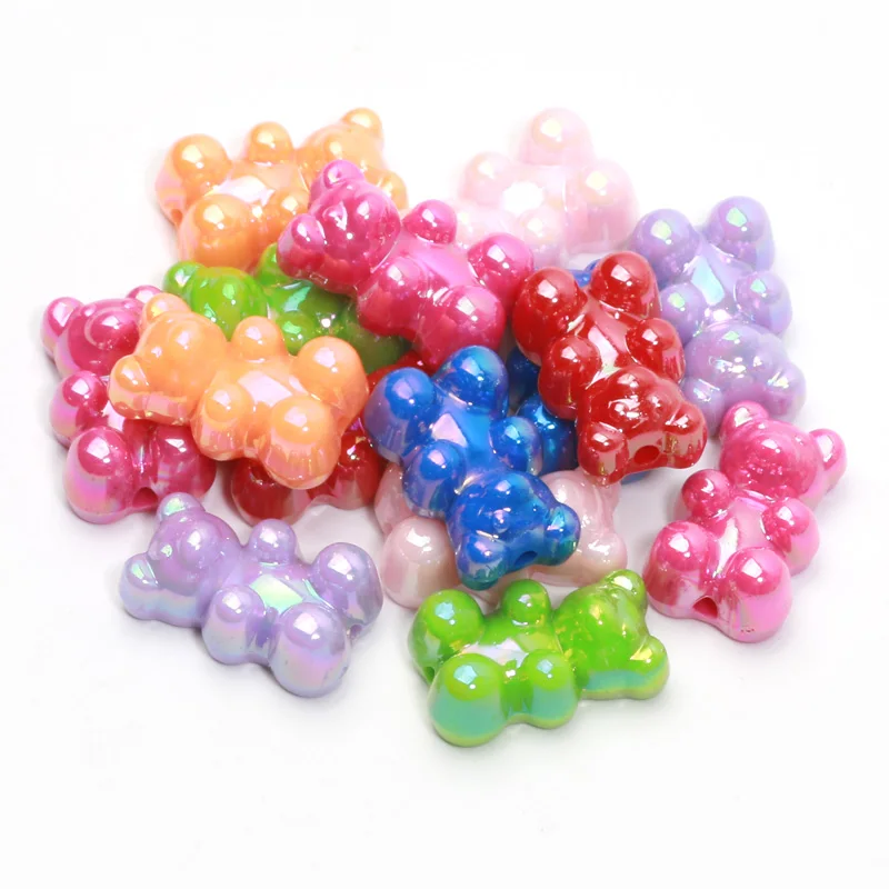 

11x8 мм 20 шт. разноцветные медвежьи бусины аксессуары для ювелирных изделий ожерелий браслетов акриловые бусины