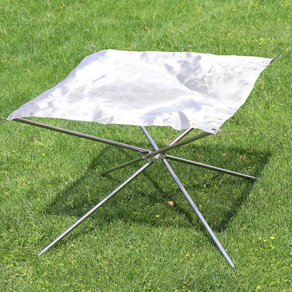 Stainless Steel Mesh Fire Pits Fireplace Foldable Outdoor Camping Campfire Fire Rack Folding Wood Stove for Camping Outdoor
