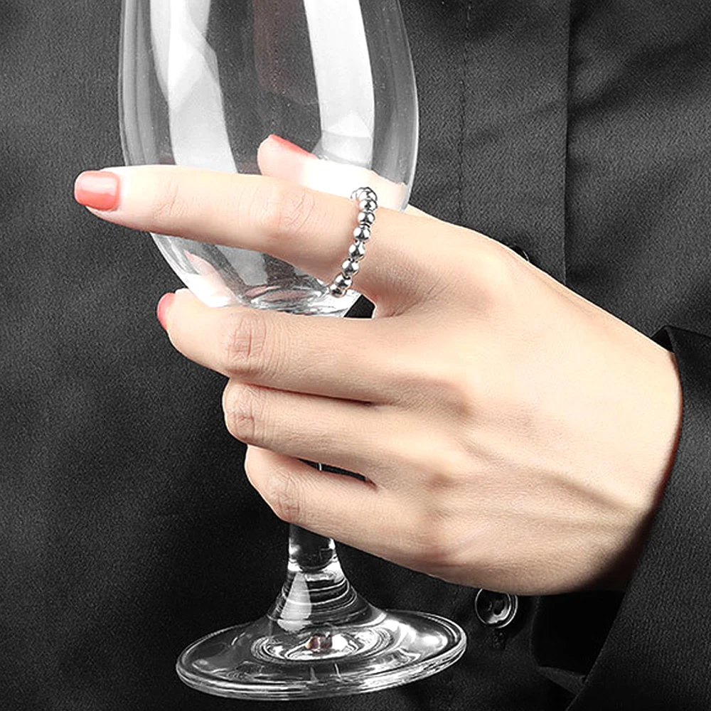 Silver Ring Silver Rings Daifuni 925 Sterling Silver Anti Anxiety Beads Rings For Women Girl Vintage Fidget Spinner Band Stacking Ring Jewelry Gift