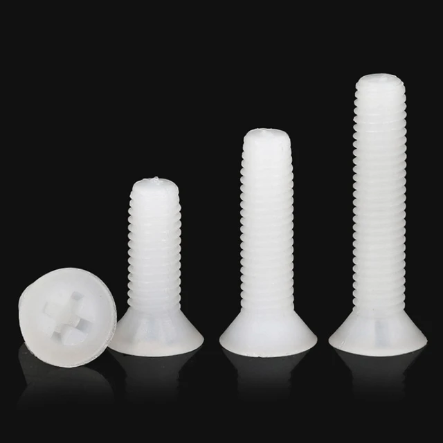 Viti In Nylon Bianco M5x10mm - 100 Pezzi, Testa Piatta, Per Applicazioni Leggere - Foto 3