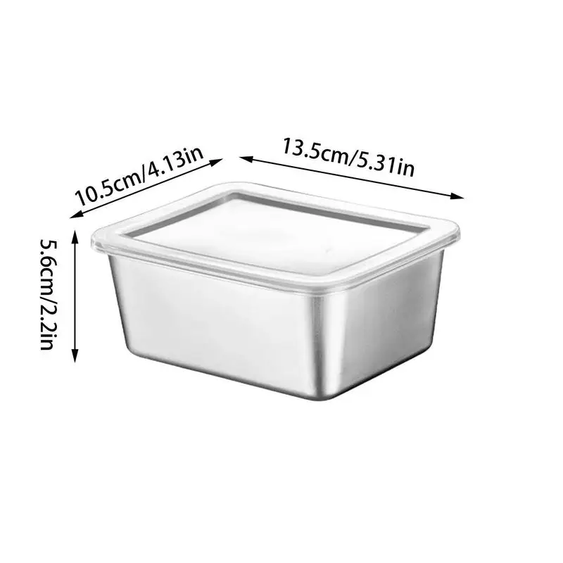 with Plastic Cover Stainless Steel Food Storage Trays Rectangle Preservation Box Stainless Steel Food Storage Box Rustproof 6