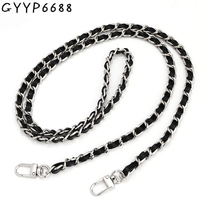 Leather+Metal Chain Purse Handle Replacement Metal Gold Chain Shoulder Crossbody Bag Chain Straps Bag Accessories Shoulder Strap